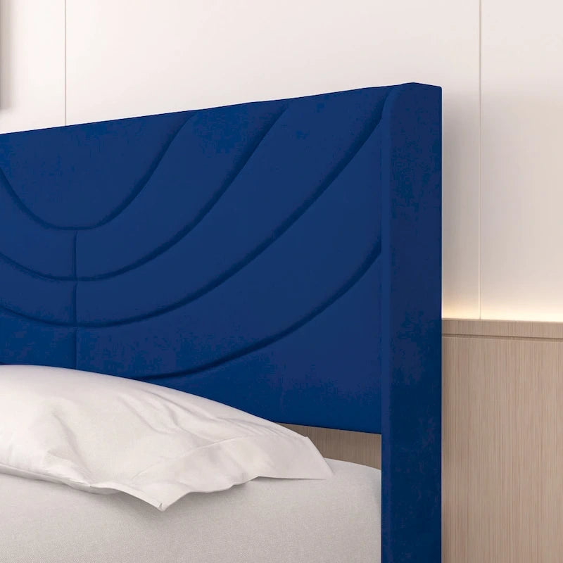 VECELO Upholstered Bed Frame with Headboard & 4 Storage Drawers