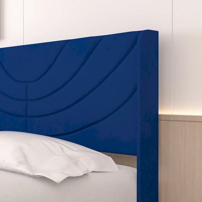 VECELO Upholstered Bed Frame with Headboard & 4 Storage Drawers