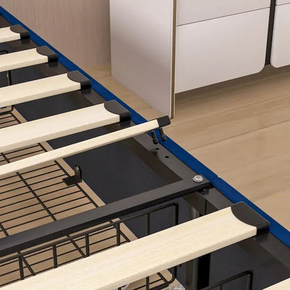 VECELO Upholstered Bed Frame with Headboard & 4 Storage Drawers