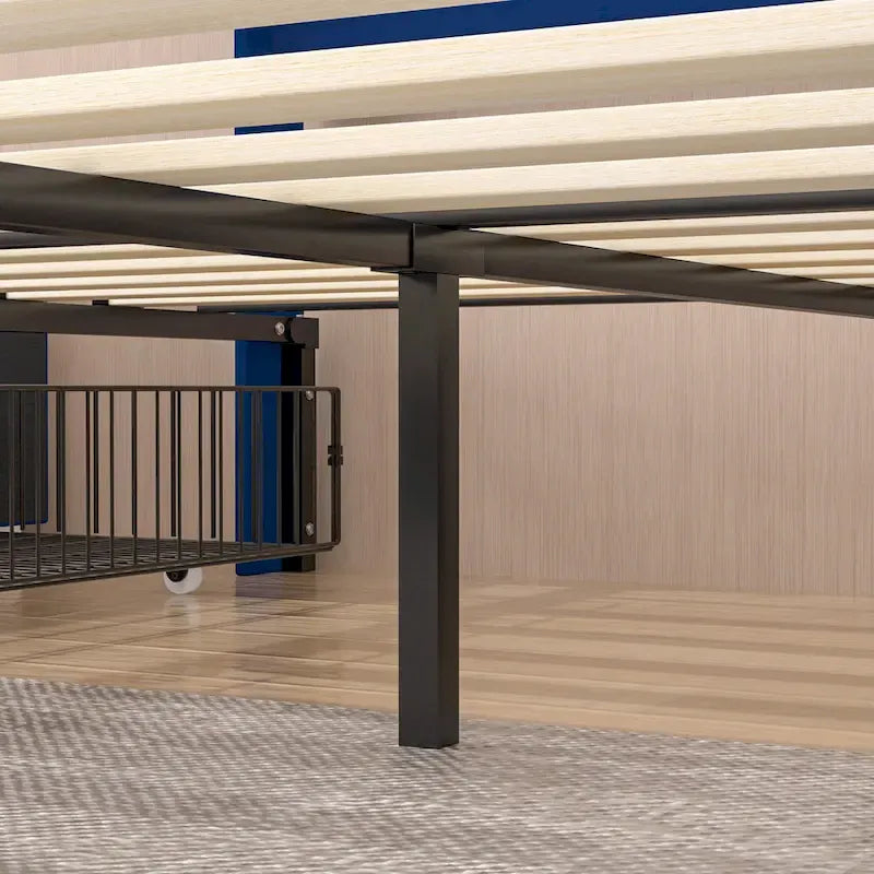 VECELO Upholstered Bed Frame with Headboard & 4 Storage Drawers