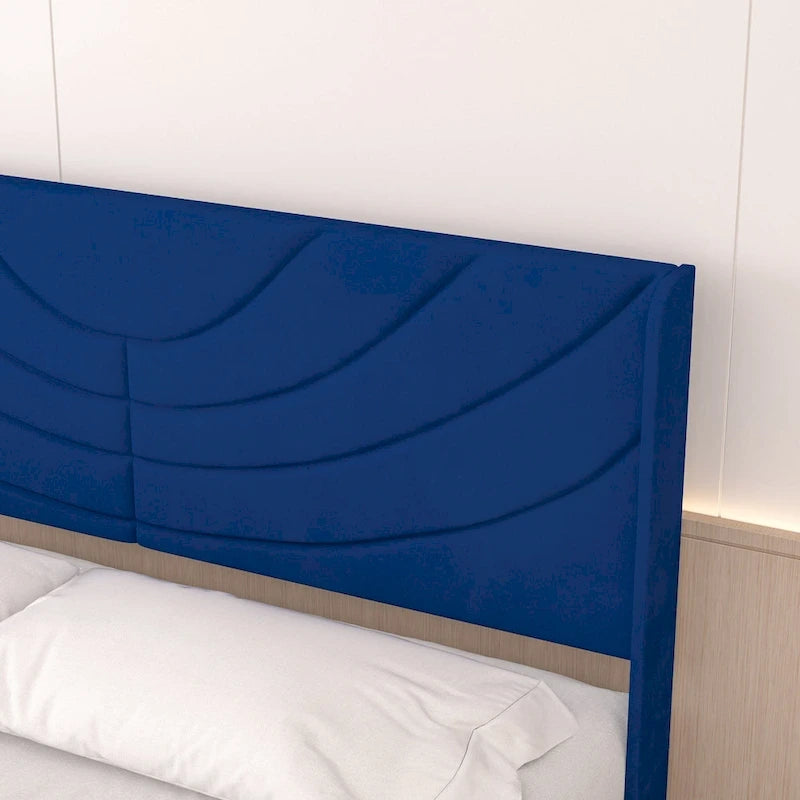 VECELO Upholstered Bed Frame with Headboard & 4 Storage Drawers