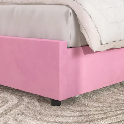 VECELO Upholstered Bed Frame with Headboard & 4 Storage Drawers