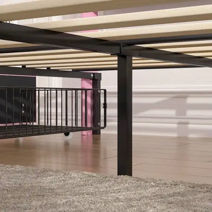 VECELO Upholstered Bed Frame with Headboard & 4 Storage Drawers