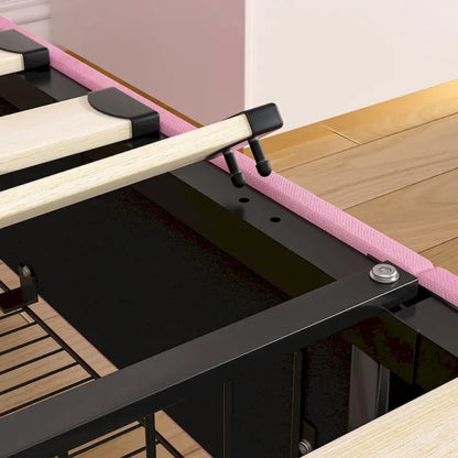 VECELO Upholstered Bed Frame with Headboard & 4 Storage Drawers