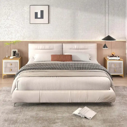 Costway 1/2 PCS Nightstand with Storage Faux Marble Surface Accent