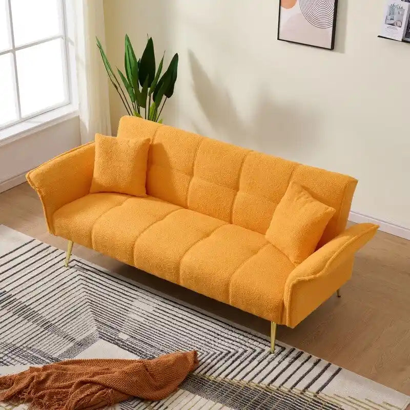 79.92 Teddy Velvet Upholstered Sofa Bed with Adjustable Back and Armrests