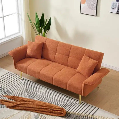 79.92 Teddy Velvet Upholstered Sofa Bed with Adjustable Back and Armrests