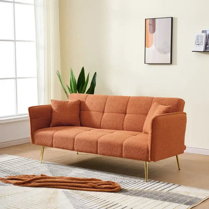 79.92 Teddy Velvet Upholstered Sofa Bed with Adjustable Back and Armrests