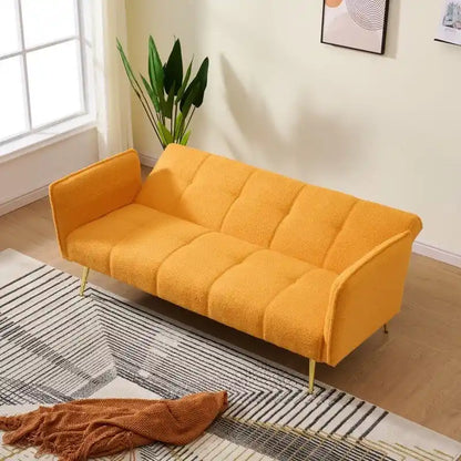 79.92 Teddy Velvet Upholstered Sofa Bed with Adjustable Back and Armrests