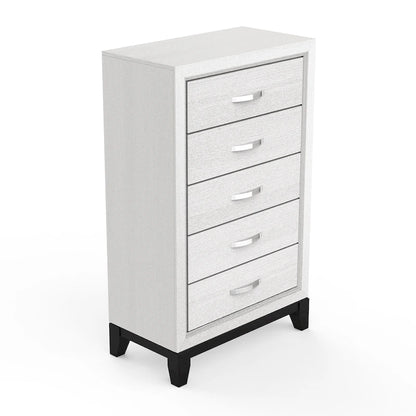 51 Tall Modern White Wood 5-drawer Storage Chest with Metal Pull