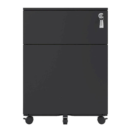 2 Drawer Mobile File Cabinet with Lock Steel File Cabinet for Legal/Letter/A4/F4 Size