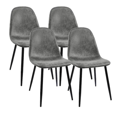 Set of 4 Modern Accent Dining Chairs with Linen Fabric Upholstery and Sturdy Metal Legs - N/A
