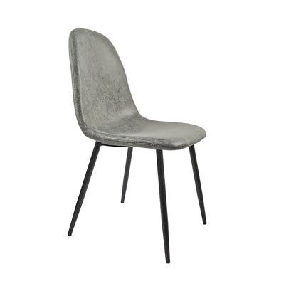 Set of 4 Modern Accent Dining Chairs with Linen Fabric Upholstery and Sturdy Metal Legs - N/A