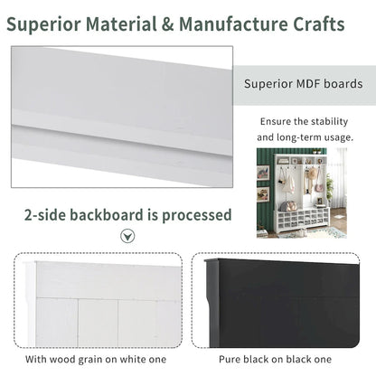 Hallway Coat Rack with Bench 60 Wide Hall Tree with Ample Storage Space and 24 Shoe Cubbies , White ( OLD SKU: WF286983AAK )