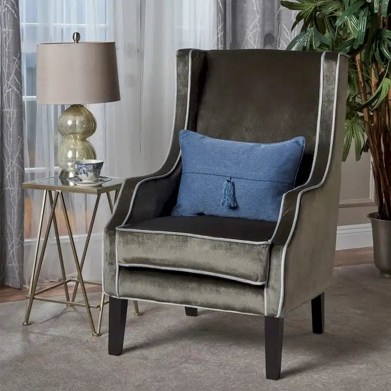 Eddison Traditional Two Toned Velvet Club Chair by Christopher Knight Home