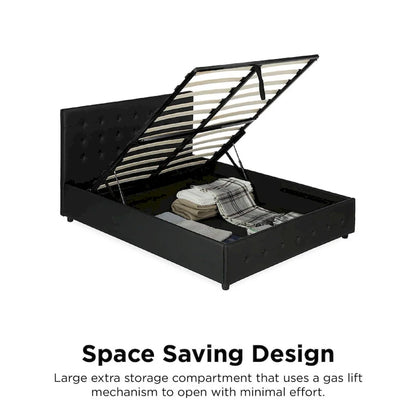 Avenue Greene Stefanie Black Faux Leather Upholstered Bed