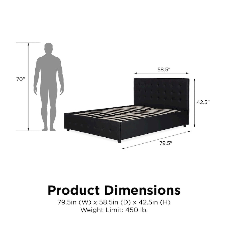 Avenue Greene Stefanie Black Faux Leather Upholstered Bed