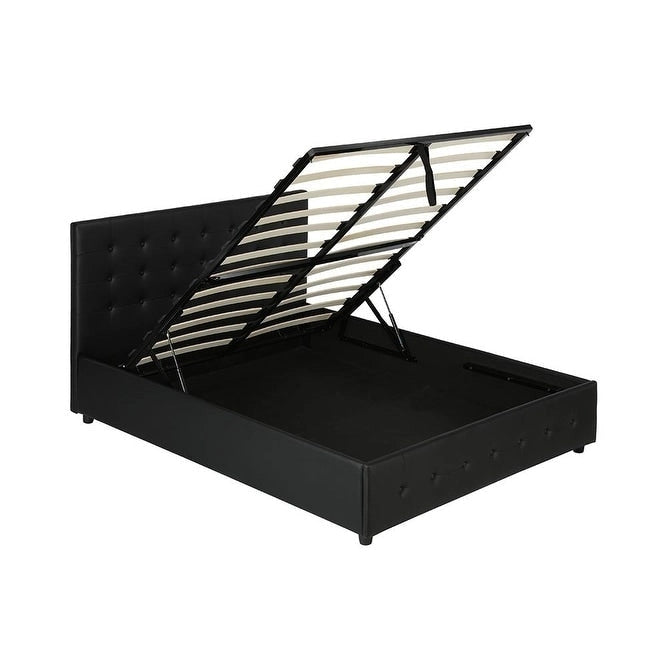 Avenue Greene Stefanie Black Faux Leather Upholstered Bed