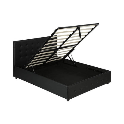 Avenue Greene Stefanie Black Faux Leather Upholstered Bed