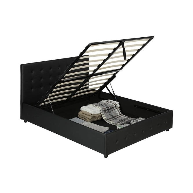 Avenue Greene Stefanie Black Faux Leather Upholstered Bed