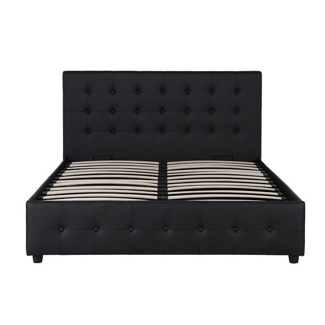 Avenue Greene Stefanie Black Faux Leather Upholstered Bed