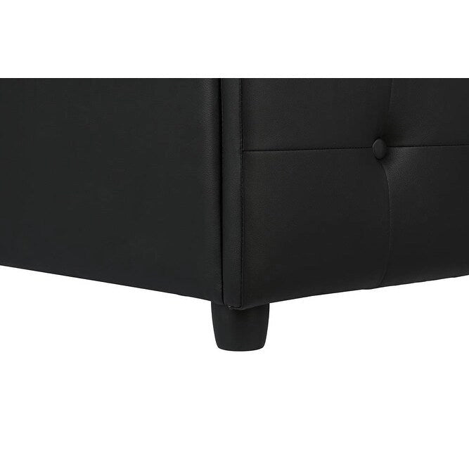 Avenue Greene Stefanie Black Faux Leather Upholstered Bed