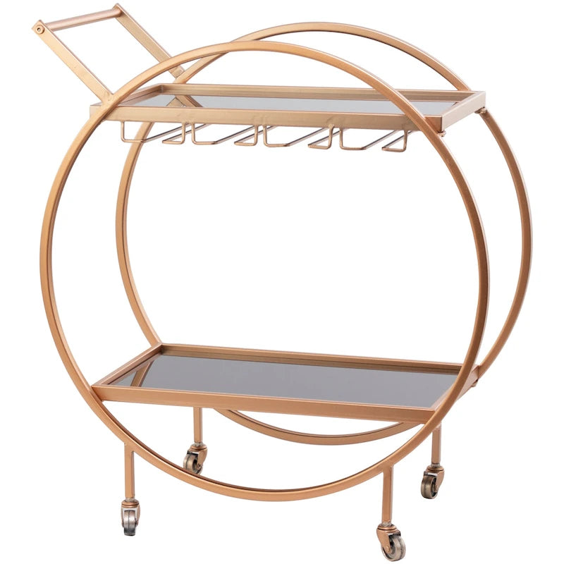 Contemporary Modern Iron 3 Tier Drink Bar Storage Cart - Gold, Silver, or Matte Black