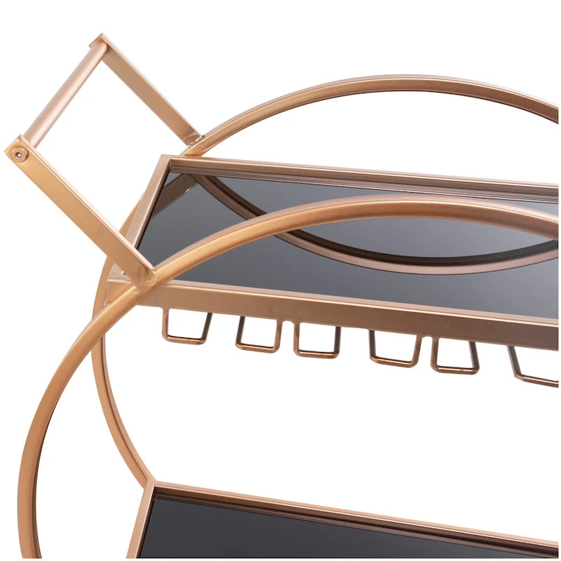 Contemporary Modern Iron 3 Tier Drink Bar Storage Cart - Gold, Silver, or Matte Black