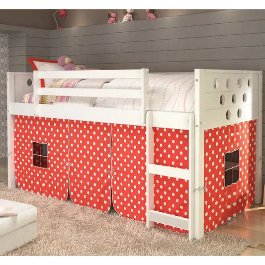 Donco Kids' Twin Circles Low Tent White Loft Bed