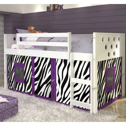 Donco Kids' Twin Circles Low Tent White Loft Bed