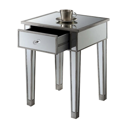 Convenience Concepts Gold Coast Mirrored 1 Drawer End Table
