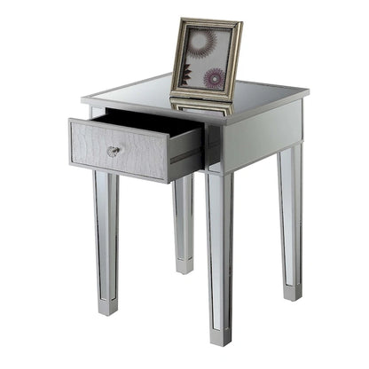 Convenience Concepts Gold Coast Mirrored 1 Drawer End Table