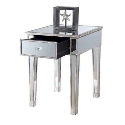 Convenience Concepts Gold Coast Mirrored 1 Drawer End Table
