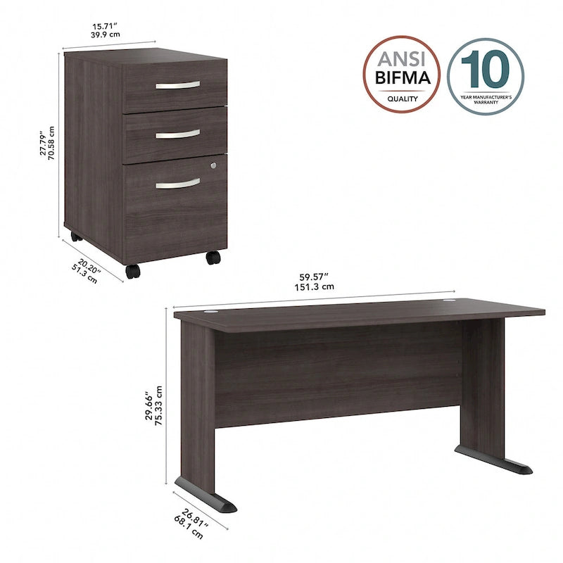 Studio A 60W Computer Desk with Drawers by Bush Business Furniture