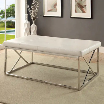 Nara Modern Faux Leather Tufted Accent Bench by Furniture of America