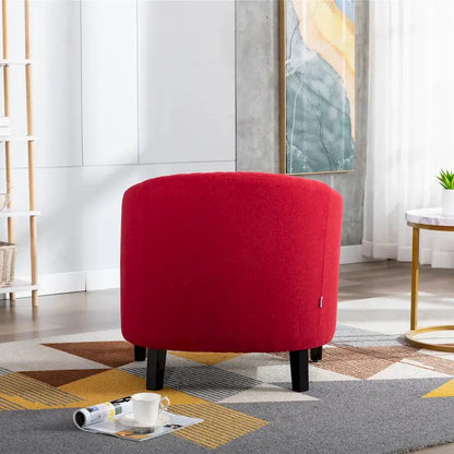 Accent Barrel chair living room chair with nailheads and solid wood legs