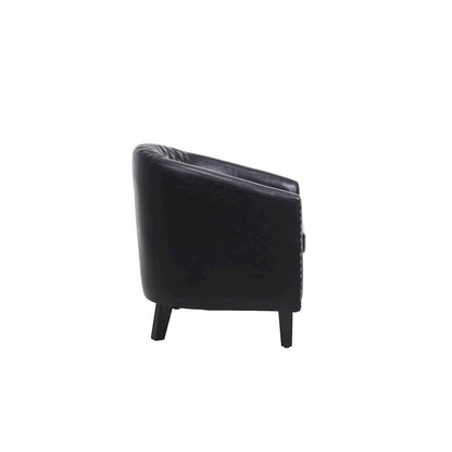 Accent Barrel chair living room chair with nailheads and solid wood legs