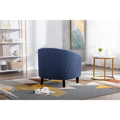 Accent Barrel chair living room chair with nailheads and solid wood legs