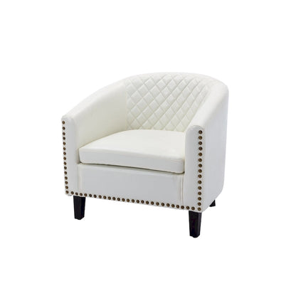 Accent Barrel chair living room chair with nailheads and solid wood legs