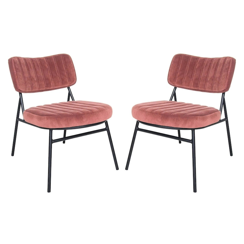 LeisureMod Set of 2 Marilane Velvet Accent Chairs with Velvet Upholstery & Sturdy Metal Frame for Home Office Lounge Living Room