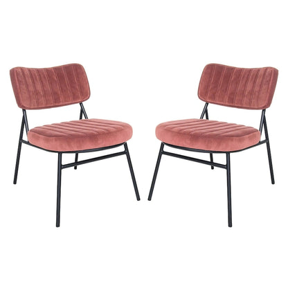 LeisureMod Set of 2 Marilane Velvet Accent Chairs with Velvet Upholstery & Sturdy Metal Frame for Home Office Lounge Living Room