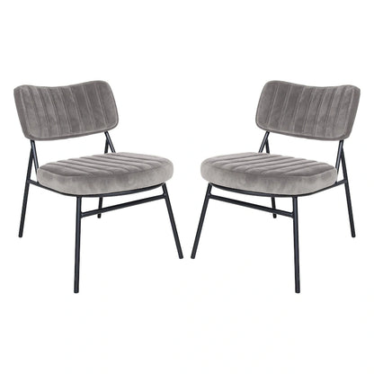 LeisureMod Set of 2 Marilane Velvet Accent Chairs with Velvet Upholstery & Sturdy Metal Frame for Home Office Lounge Living Room
