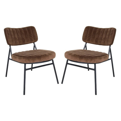 LeisureMod Set of 2 Marilane Velvet Accent Chairs with Velvet Upholstery & Sturdy Metal Frame for Home Office Lounge Living Room
