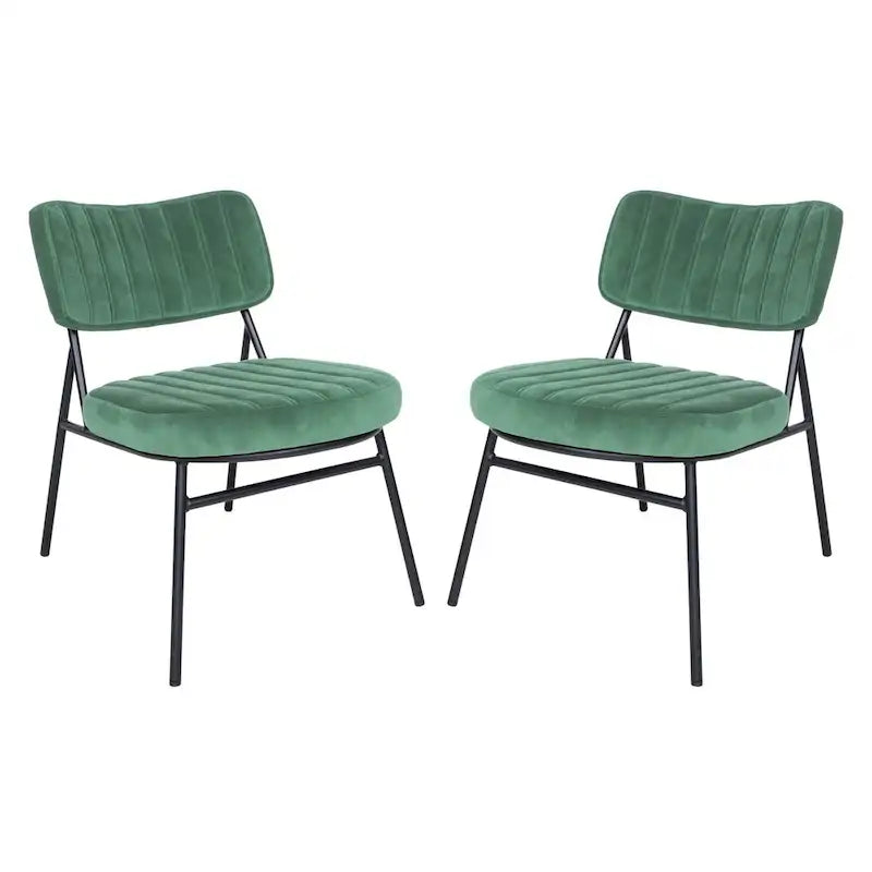 LeisureMod Set of 2 Marilane Velvet Accent Chairs with Velvet Upholstery & Sturdy Metal Frame for Home Office Lounge Living Room