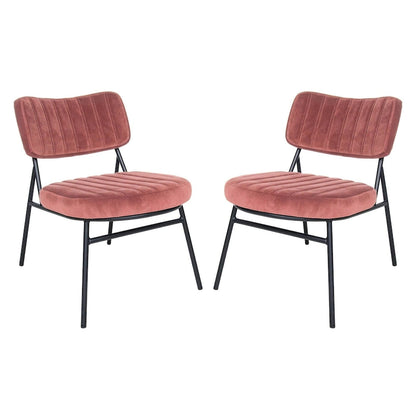 LeisureMod Set of 2 Marilane Velvet Accent Chairs with Velvet Upholstery & Sturdy Metal Frame for Home Office Lounge Living Room