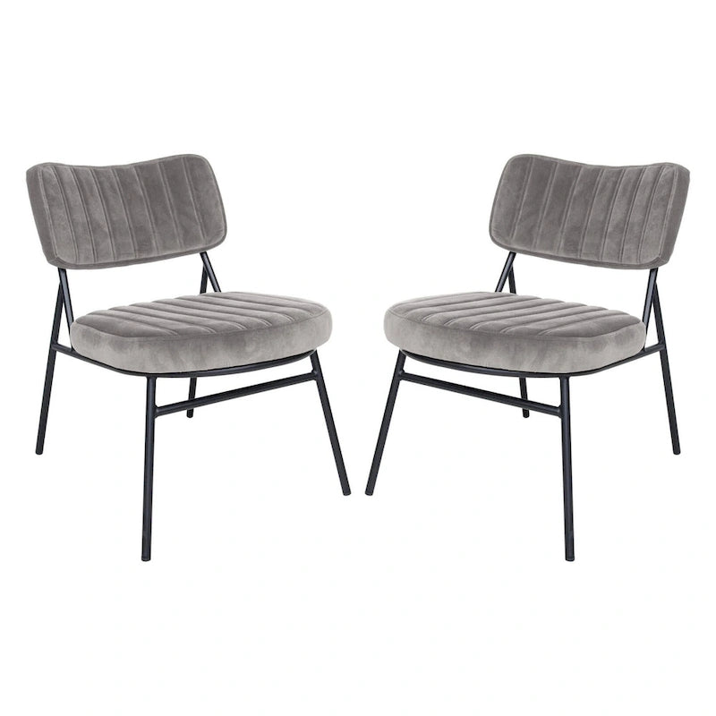 LeisureMod Set of 2 Marilane Velvet Accent Chairs with Velvet Upholstery & Sturdy Metal Frame for Home Office Lounge Living Room