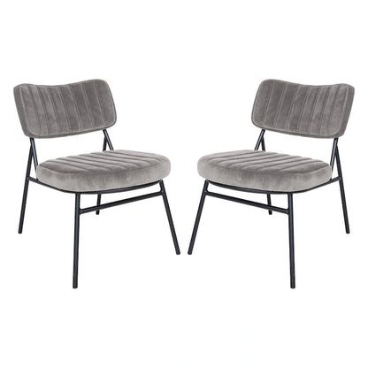 LeisureMod Set of 2 Marilane Velvet Accent Chairs with Velvet Upholstery & Sturdy Metal Frame for Home Office Lounge Living Room
