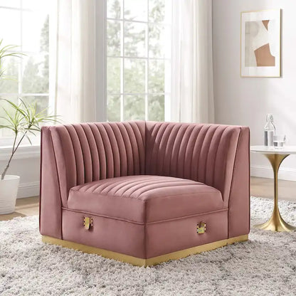 Sanguine Channel Tufted Performance Velvet Modular Sectional Sofa Left Corner Chair