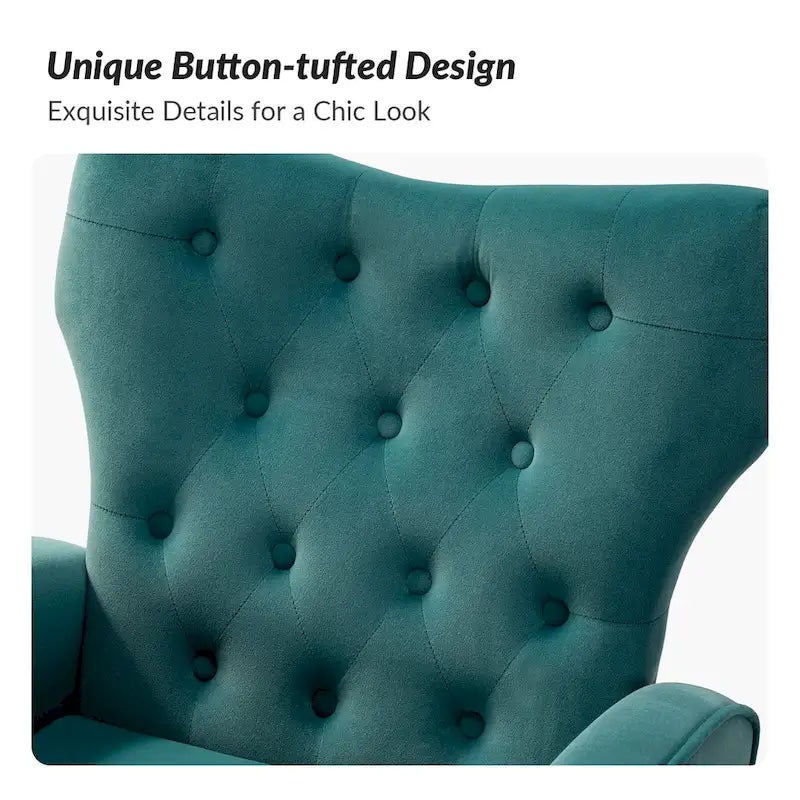 Danita Contemporary Velvet Wingback Tufted Chair With Gold Flared Metal Legs Set Of 2 by HULALA HOME