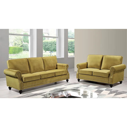 Suffield Velvet Nailhead 2-Piece Set-Loveseat & Sofa